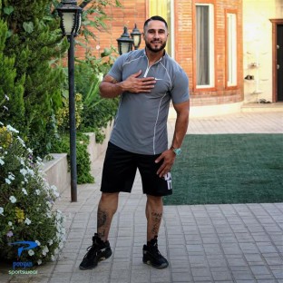 تي شرت مردانه آستين كوتاه نيم زيپ ريون فلامنت نايك تكي