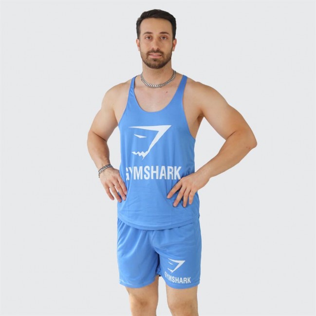 ست مردانه تاپ بند نازك و شلوارك سوزني Gym Shark كد 51038 عمده