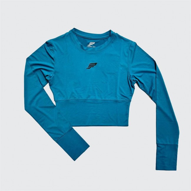 تيشرت زنانه آستين بلند كراپ ريون فلامنت PSW كد 38003 تكي