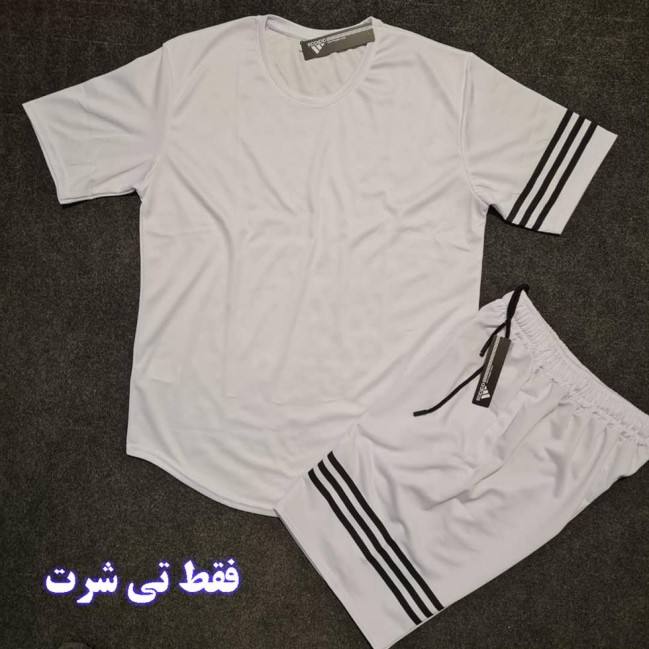 تي شرت مردانه آستين كوتاه فلامنت سوزني آديداس خطدار تكي