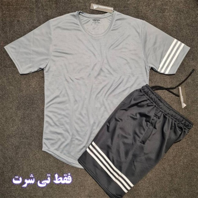 تي شرت مردانه آستين كوتاه فلامنت سوزني آديداس خطدار عمده