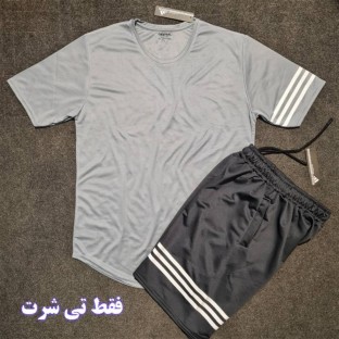 تي شرت مردانه آستين كوتاه فلامنت سوزني آديداس خطدار عمده