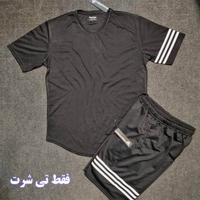تي شرت مردانه آستين كوتاه فلامنت سوزني آديداس خطدار عمده