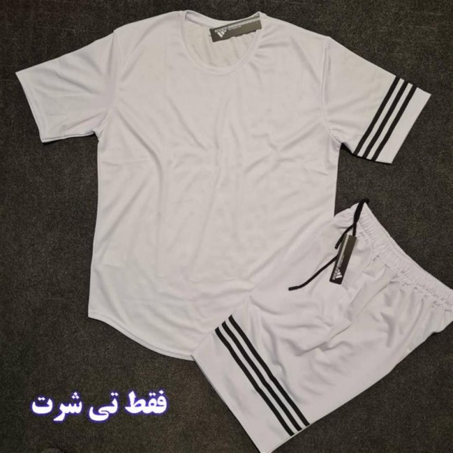 تي شرت مردانه آستين كوتاه فلامنت سوزني آديداس خطدار عمده